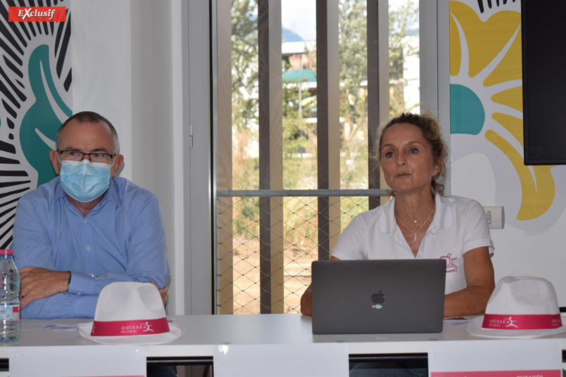 Frédéric Brette, directeur général du Crédit Agricole, partenaire de l'événement, et Nathalie Bourcier, présidente de Run Odysséa