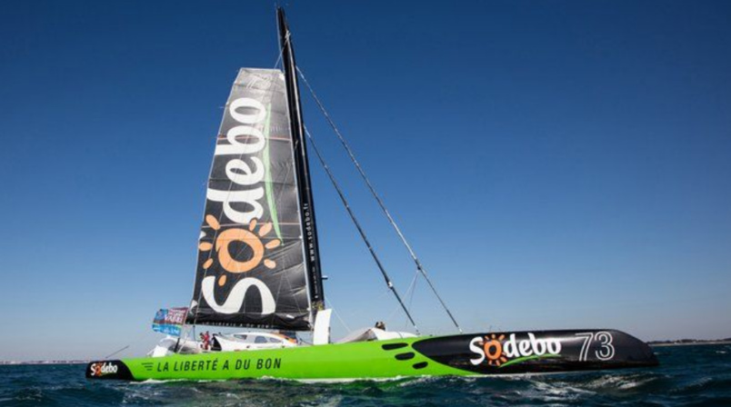 Le trimaran sur l'eau (photo Sodebo)