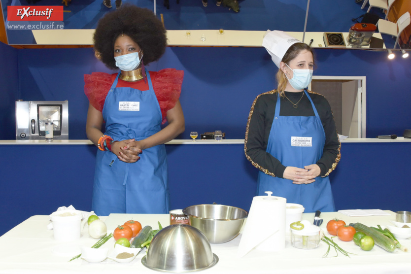 Opposées à Séverine Ferrer, Maïmouna Gueye et sa co-équipière, pour un carpaccio de saint-jacques à la tahitienne