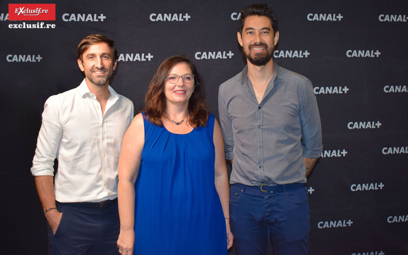 Franck Nicolas, consultant, Samantha Nahama, directrice générale Canal+ Réunion, et Charles Lauret, chargé d communication Canal+ Réunion