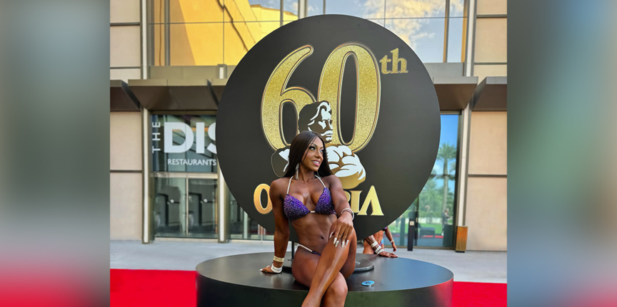 Prisca Sanassy aux 60 ans de Mr Olympia à Las Vegas