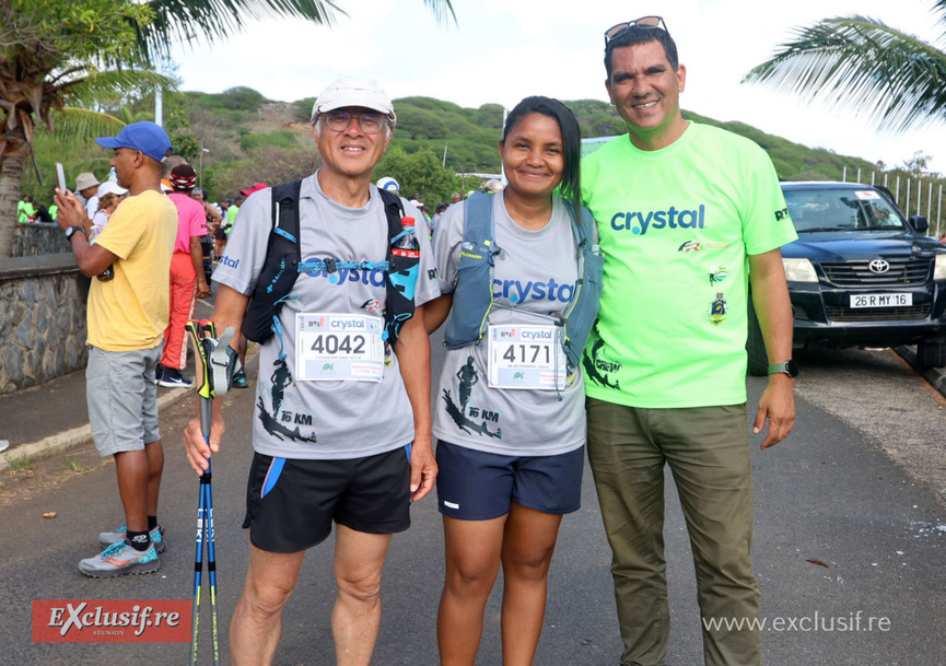 Michel Chong Fa Sheng, président de Passion Rando Réunion, Lalaina de l'ORTANA de Madagascar et Arnaud Meunier, président de la Rod Trail Association