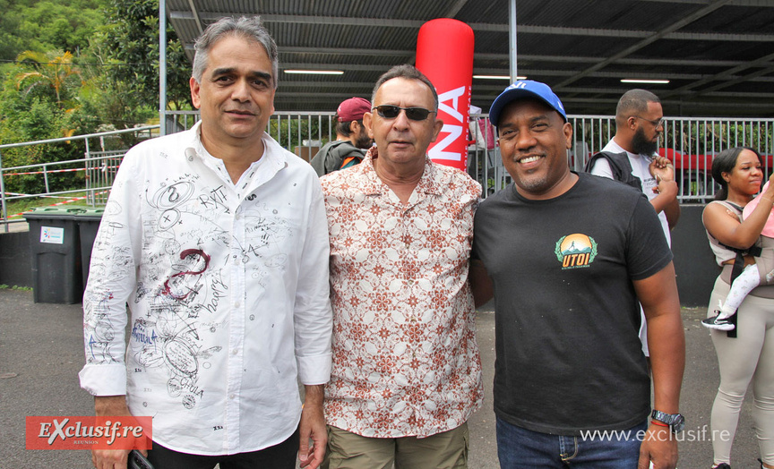 Hassen Patel, président de  l'Association Sportive et Culturelle de La Réunion, organisatrice de l'événement, André Gigan, et un membre de l'UTOI