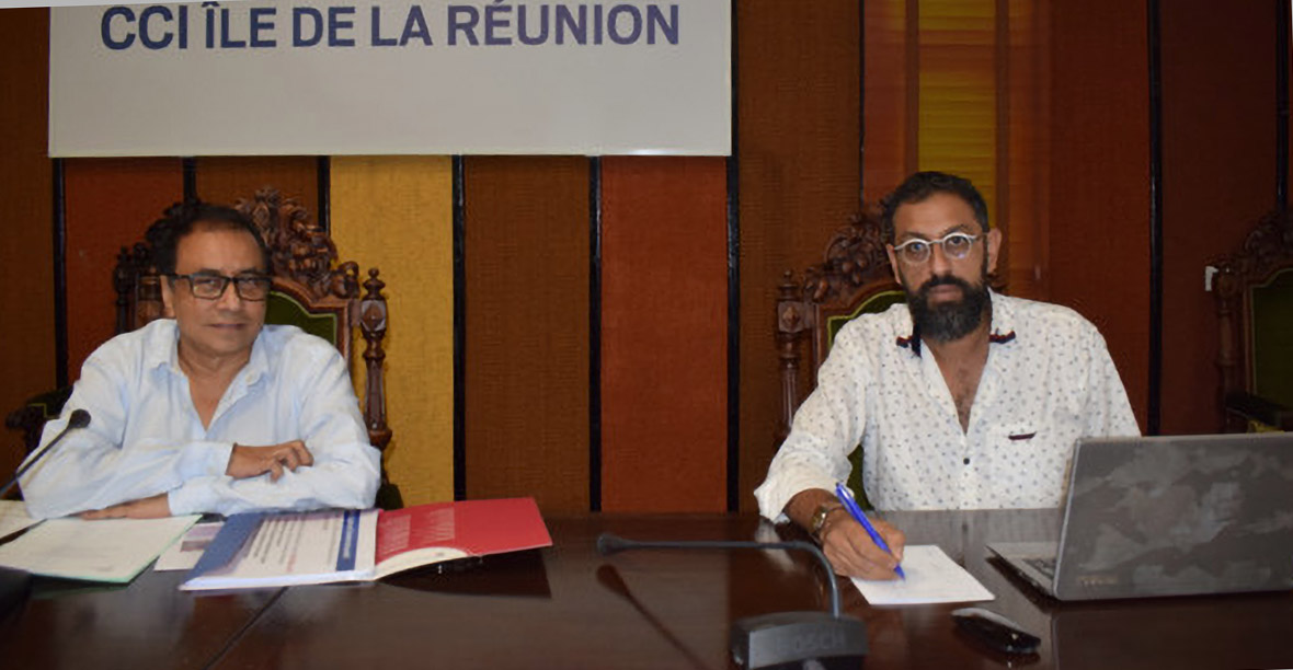 Ibrahim Patel, président de la CCIR, et Younous Amode Adame, du collège Commerce de la CCIR