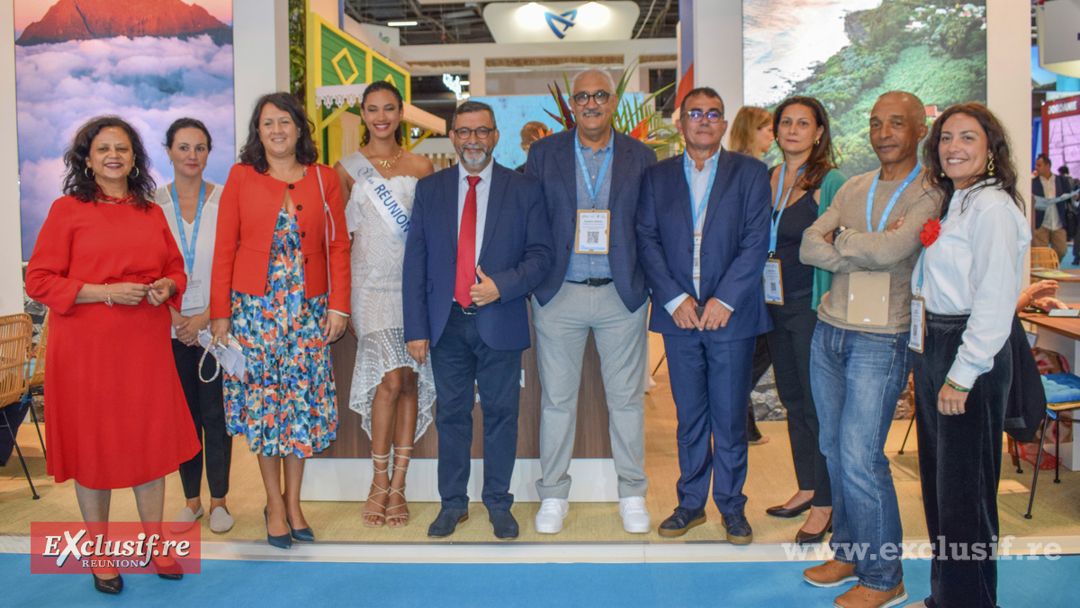 L'équipe de l'IRT avec Miss Réunion 2023: Pascale Boyer, Nicole Anthony, Susan Soba, directrice, Mélanie Odules, Patrick Lebreton, président IRT, Azzedine Bouali, président FRT, Patrick Serveaux, 1er vice-président IRT, Karine Cadet, Yvan Libelle, et Evelyne Coustillat