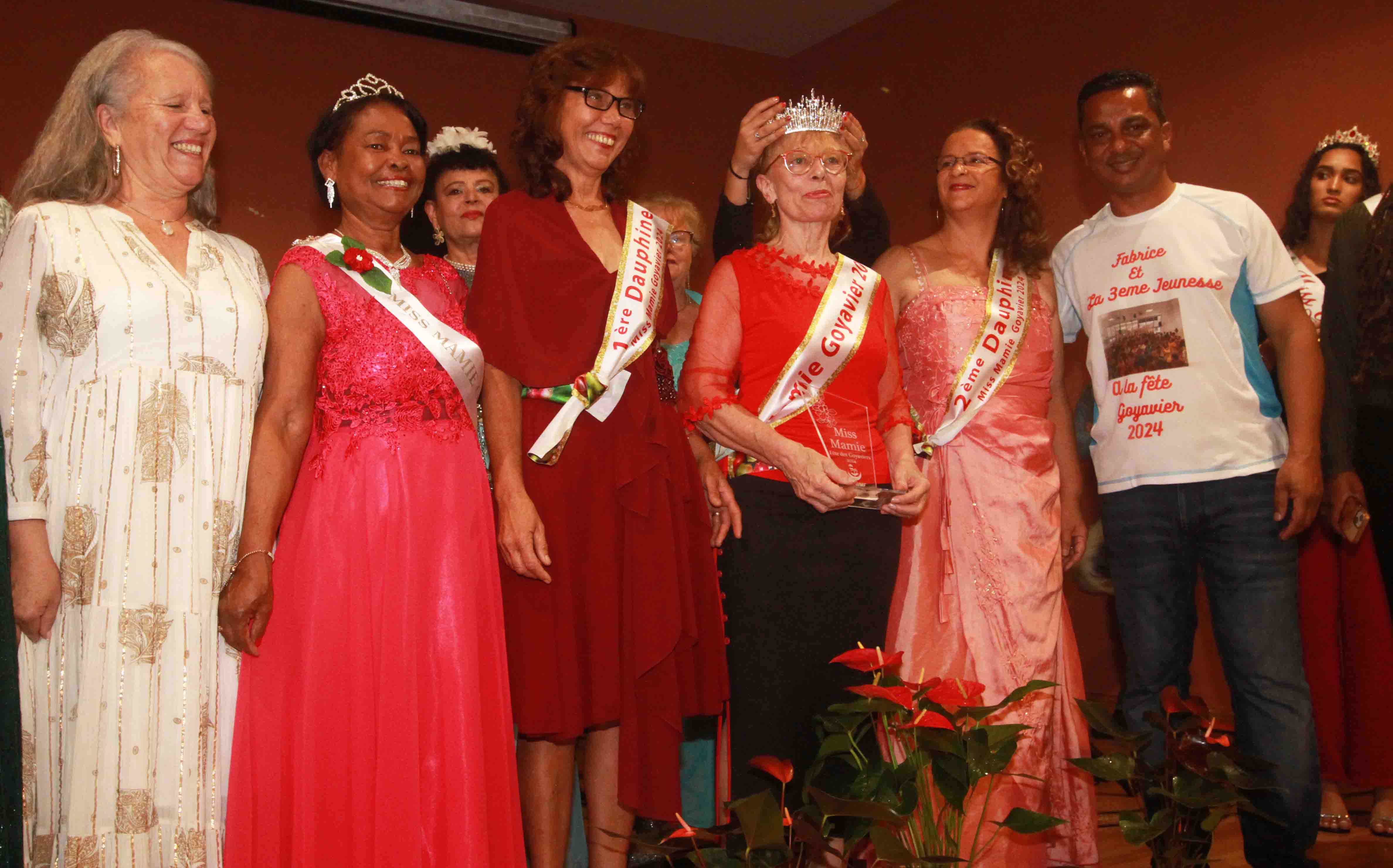 Eliane Clerville, Miss Mamie Goyavier 2024. Elle a pour dauphines:  Josiane Arhel et Méry Nava