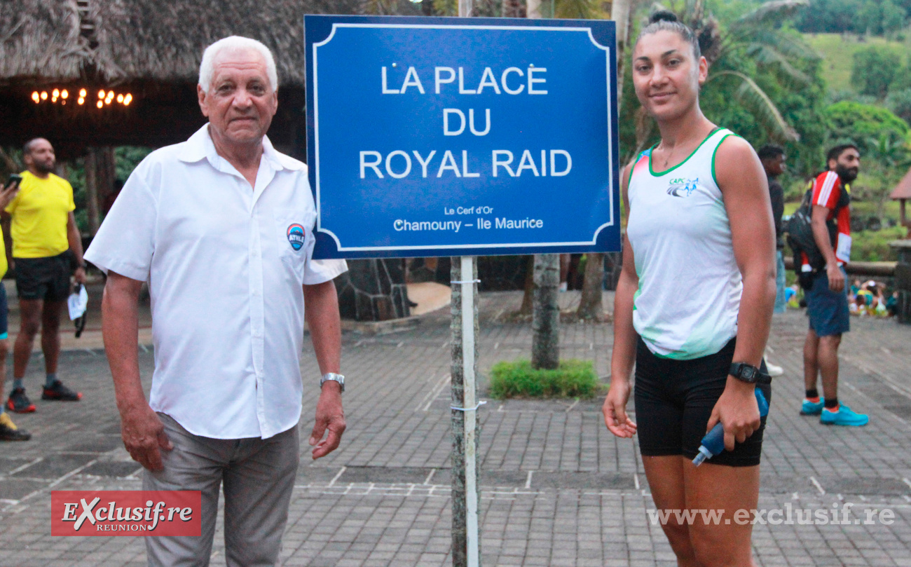 Jean-Claude Prianon, président de la Ligue Réunionnaise d'Athlétisme, et Lorenza Dolphin, athlète réunionnaise