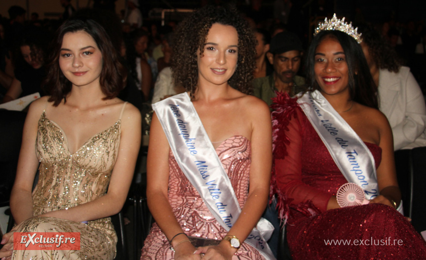 Pauline Bègue, Miss Ville du Tampon 2023, Adrianna Bénard, et Amandine Lauret, Miss Ville du Tampon 2024