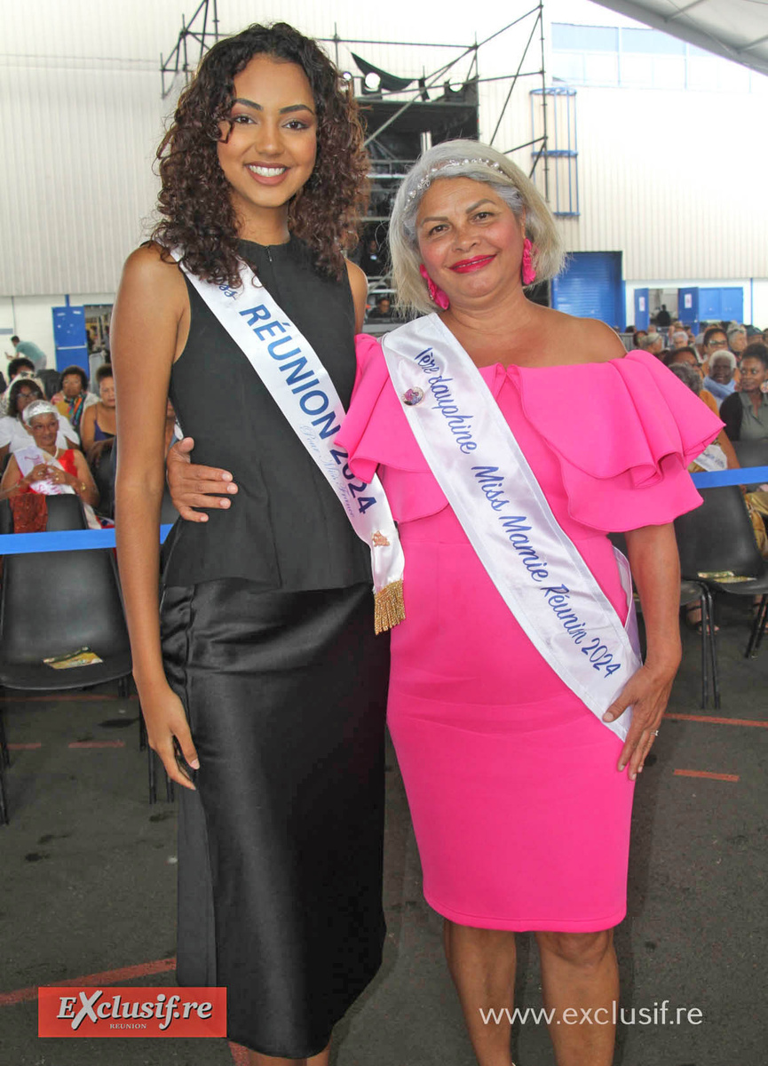 Deux Miss Réunion réunies: Marine Futol (2024), et Isabelle Jacquemart (1978), également 1ère dauphine Miss Mamie Réunion 2024